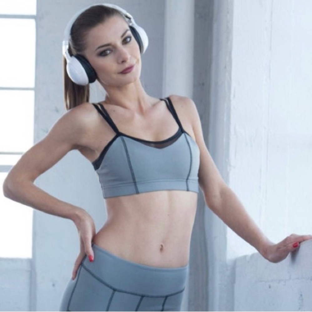 Nina B Roze Gray and Black Mesh Sports Bra Size XS